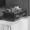 Peter the Home Office cat's casket awaiting burial at the PDSA animal cemetery at Ilford, March 1964