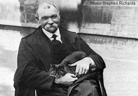 Church cat Tom of St Mary Redcliffe, Bristol, with verger Eli Richards - image courtesy Stephen Richards at Visit Bristol