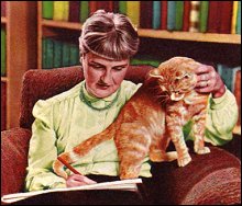 Author and illustrator Kathleen Hale with Orlando the cat