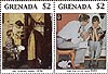 Grenada: Norman Rockwell stamps from set of 4 showing adult-and-children situations