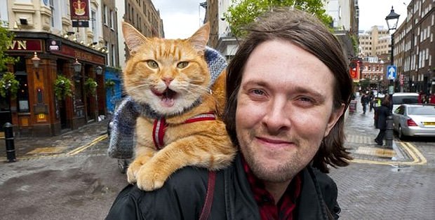James Bowen with Street Cat Bob, London