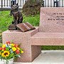 Street Cat Bob's statue and granite bench, Islington Green, London - July 2021