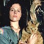 Jones the cat with Sigourney Weaver/Ellen Ripley aboard the Nostromo in Alien