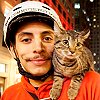 MJ the cat who cycles round with courier Rudi Saldia, Philadelphia